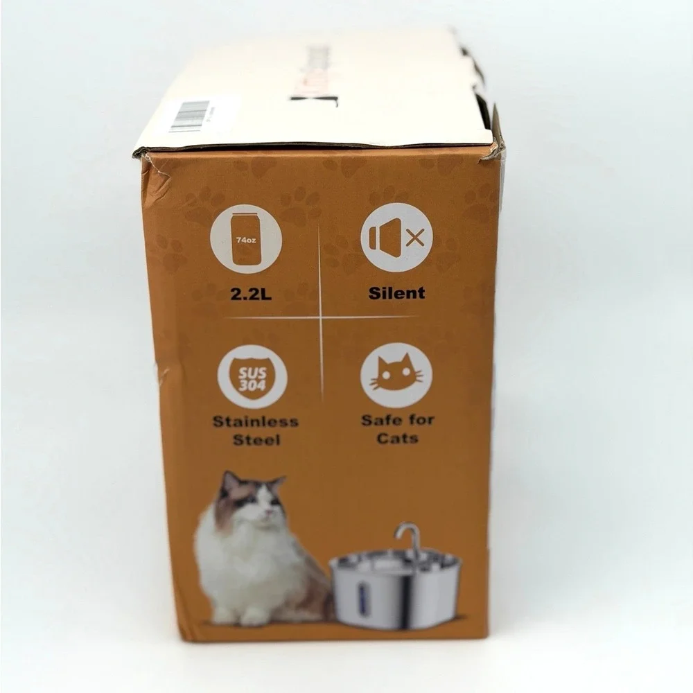 KittySpout 2.2L Cat Water Fountain Stainless Steel with 4 Filters EUC